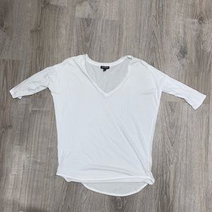 White Express Short Sleeve V-Neck